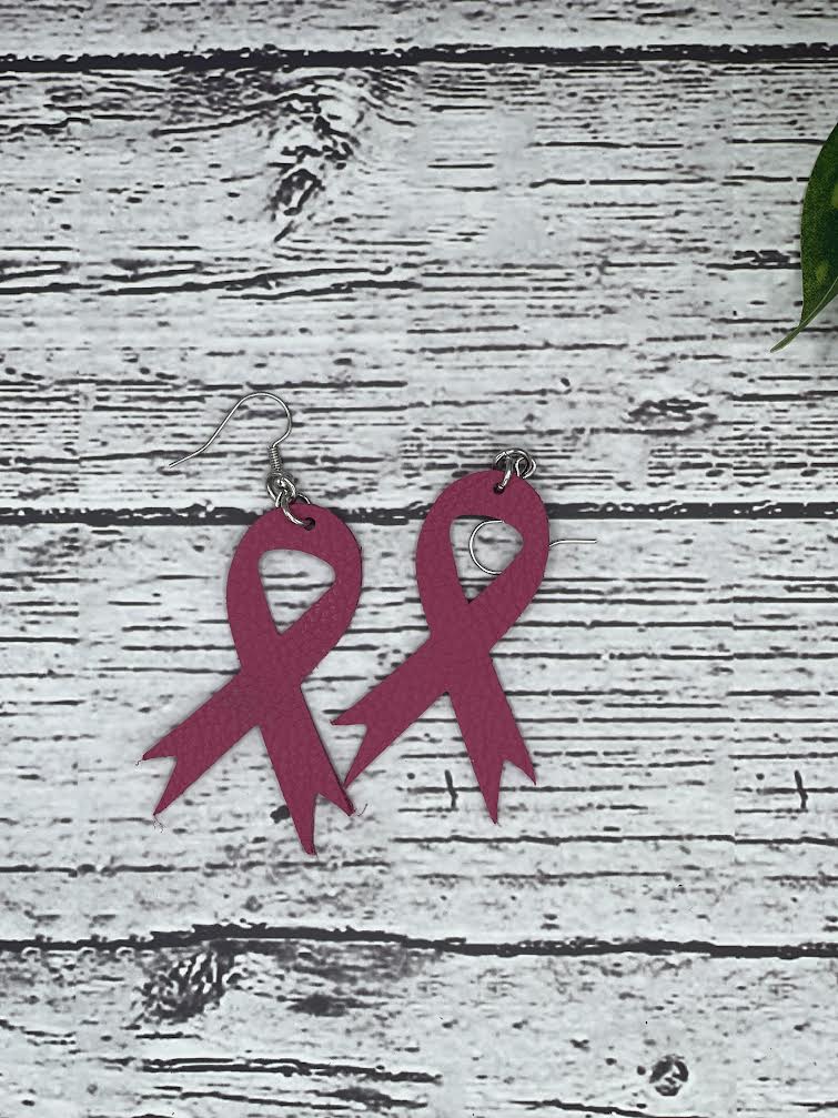 Breast Cancer Awareness Ribbon Earrings